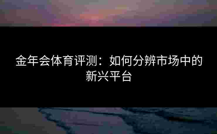金年会体育评测：如何分辨市场中的新兴平台