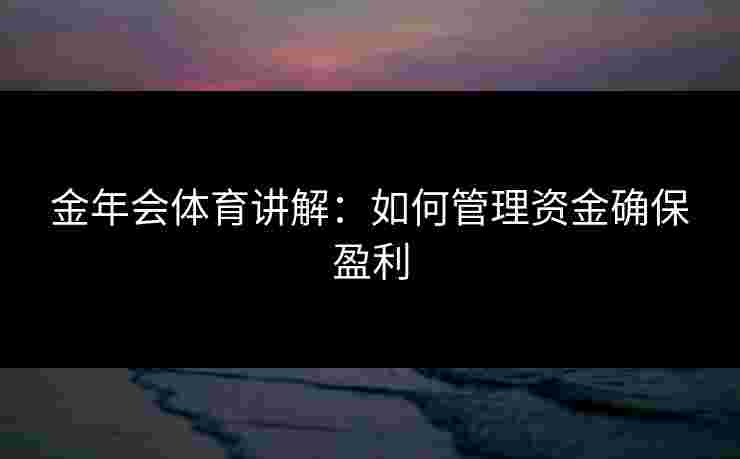 金年会体育讲解：如何管理资金确保盈利